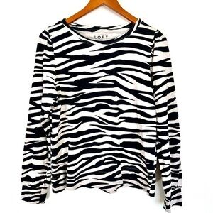 Loft Zebra Print Lightweight Sweatshirt Top Women’s Size Medium